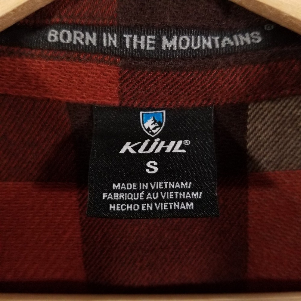 KUHL Shirt Mens Small Red Pixelatr Flannel Outdoor Hiking Plaid Performance - Picture 3 of 16